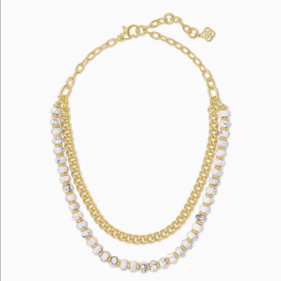 SOLD❌ NWT✨ Kendra Scott l Rebecca Gold Multi Strand Necklace in White Howlite - Picture 2 of 12